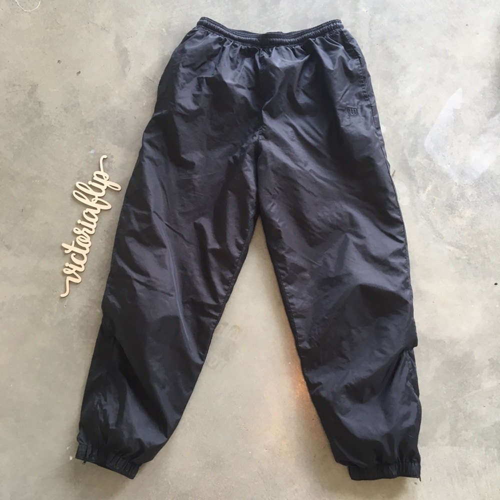 WILSON Black Track Windbreaker Joggers Pants L - Picture 3 of 7